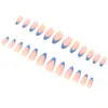Novas Peças de Unha Manicure Pequenas Frescas Mais Vendidas Transfronteiriças 3D Estéreo Azul Francesa Cauda de Peixe Longa Amêndoa Unhas Usáveis Atacado