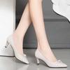 Sapatos femininos de luxo em couro genuíno 2022 primavera/verão outono novos sapatos de camada única salto médio feminino salto stiletto versátil saltos altos sapatos de trabalho