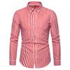 Camisa de manga larga para hombre de comercio exterior transfronterizo, camisa casual para hombre, camisa de fibra de poliéster a rayas para hombre