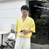 Tops de Diseño Trendy Japoneses y Coreanos, Camisas Waffle a Cuadros para Hombre de Negocios, Chaquetas Artísticas Estilo Traje Estilo Japonés