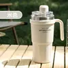 Taza con Asa de Gran Capacidad para Niñas con Asa y Popote, Aspecto Elegante de Acero Inoxidable 304 Portátil para Coche, Taza Térmica