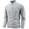 2026 Otoño Nueva Camiseta de Manga Larga para Hombre Sudadera con Media Cremallera Casual Versátil Cuello Alto Camisa Base de Manga Larga