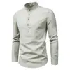 Comercio Exterior Transfronterizo Camisa de Negocios Casual Clásica de Color Sólido para Hombre, Corte Ajustado, Cuello Alto, Manga Larga, Camisa Cómoda Transpirable Ropa para Hombre