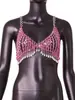 AYJ2026 Moderno Europeu e Americano ins pedra preciosa rosa pérola sexy gola halter sem alças regata Y20616