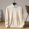2026 Nuevo Suéter de Lana 100% Pura para Hombre Amazon Cuello Redondo Color Sólido Manga Larga Punto para el Trabajo Ropa Exterior Suéter