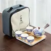 Infusor de Chá para Preguiçosos em Cerâmica Barro Preto Conjunto Automático de Chá Conjunto Pequeno Pote Portátil de Viagem com Alça Lateral Bandeja de Chá Chá Gongfu