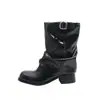 Botas Western Casuais Foscas para Mulheres 2026 Novas Salto Bloco Aumenta Altura Plissadas Botas de Cavaleiro Versátil Fivela de Metal Botas Curtas