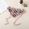 Turbante retro francés para mujer, bonito y bonito turbante de estilo artístico de ganchillo, tejido a mano, bufanda triangular para chica atractiva.