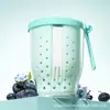 Caja de Fruta, Taza Portátil para Coche, con Tenedor para Usar Sobre la Marcha, Puede Drenar Agua, Grado Alimenticio, Alto Valor Estético, a Prueba de Polvo y Sellada