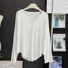Cardigan Modal Versátil Decote V Curto Proteção Solar Vestido Regata Feminino Xale Externo Blusa Top Casaco Fino