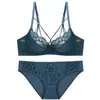 Lencería Sexy Transparente Transfronteriza para Mujer, Sujetador Delgado de Verano que Hace que los Senos Grandes Parezcan Más Pequeños, Tirantes Decorativos, Encaje Atractivo, Conjunto de Sujetador Transpirable