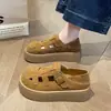 Nuevas Sandalias Transpirables de Primavera para Mujer con Aumento de Altura, Calados de Jaula de Cerdo, Estilo Romano Birkenstock de Cobertura Total 2026, Zapatos Perforados de Suela Gruesa