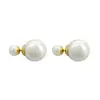 Brincos de Pérola Grandes Estilo Hepburn Retro Moda Transfronteiriça, Brincos Frontais e Traseiros para Mulheres, Brincos Elegantes de Alta Qualidade para Senhoras