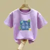 2031# Blusa Infantil Estilo Western Moderna 2025 Nueva Camiseta de Manga Corta para Niñas Algodón Puro Niños Medianos y Grandes Verano Ropa Infantil para Niñas