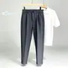 2026 Calças Casuais Masculinas de Verão Tendência Nova Respiráveis Confortáveis Simples Cor Sólida Estilo de Rua Hipster Bonito Slim Fit Calças Estilo Ocidental