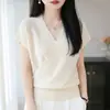 Suéter de Punto con Cuello en V Cruzado para Viajes Diarios, Suave con la Piel, Adecuado para Todos los Tipos de Cuerpo, Suave y Amigable con la Piel, Camiseta Básica Ajustada para el Día a Día