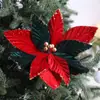 Malla de Polvo Transfronteriza Flores de Navidad Decoración Navideña Diseño de Sala de Estar en Casa Accesorios para Eventos de Fiesta Flores Artificiales