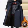 Jaqueta de algodão masculina 2026 novo estilo de inverno, forrada com fleece espesso, casaco de algodão à prova de frio para pais de meia-idade