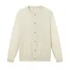 Suéter de Punto Sencillo de Color Sólido Estilo Perezoso Estilo Coreano para Hombre, Versátil Casual de Primavera y Otoño Chaqueta Suéter de Tencel Lino