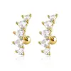 Novo Modelo Transfronteiriço: 1 Peça de Aço Inoxidável + Cobre Zircônia Incrustada Tarraxa de Osso da Orelha, Joia de Piercing Rosqueada de Lua e Flor de Ameixa, Em Estoque