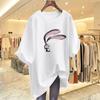 Camiseta sencilla de manga corta de talla grande para mujer 2023 Nueva de verano holgada de largo medio que cubre el vientre Top para chicas gorditas
