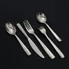 Juego de Cuchillo, Tenedor y Cuchara Cuadrados de Acero Inoxidable 304 para Uso Doméstico, Cuchara Redonda, Cucharita de Café, Cuchillo y Tenedor para Bistec de Restaurante Occidental, Cuchara y Tenedor de Postre