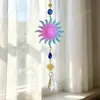 Adorno de campanilla de viento de cristal atrapasol de girasol transfronterizo, piezas metálicas coloridas, decoración del hogar arcoíris, disponible para dropshipping