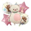 Nuevo Globo de Película de Aluminio de Oso de Pastel Mágico Mate Juego de Cinco Piezas Decoración con Arreglo de Globos de Estrella de Cinco Puntas para Fiesta de Cumpleaños