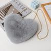 2023 novo pêssego saco coração imitação coelho pele fofa moda amor saco senhoras bolsa em forma de coração Plush Bag feminino