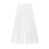Moda Femenina 2025 Nuevo Chaleco Chaleco Pantalón de Lino Mezclado de Doble Botonadura con Cordones