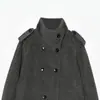 Comercio Exterior Ropa de Mujer 2026 Estilo Europeo y Americano Moda Holgada Doble Botonadura Cuello Alto Dobladillo Tulipán Abrigo de Lana Mujer K41962