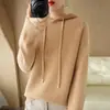 Novo suéter de malha com capuz de outono para mulheres, suéter de gola alta de manga longa, moletom de malha base solto casual, pulôver casual