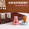 Mini Oso de Cerámica Adorno Giratorio de Escritorio, Lindo Animalito Juguete para Aliviar el Estrés, Decoración Sanadora para Estación de Trabajo de Escritorio