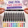 Set de pinceles acrílicos de doble punta transfronterizos, marcadores de colores de secado rápido para cerámica, piedras, madera y plástico, bolígrafos de graffiti DIY