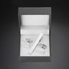 Jiaomei Oro y Plata Negro Ancla Nube Auspiciosa Patrón Cuadrado Cepillado Clip de Corbata Gemelos Set de Caja Regalo