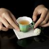 Mo Ji Xing Chun Ji Verde Jade Degradado Cerámica Taza de Cola Juego de Té Kung Fu Hogar Boca de Flor Taza de Degustación Taza Individual