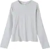 Camiseta de Manga Larga Ajustada Estilo Nuevo de Primavera y Otoño Estilo Coreano Simple Versátil Fruncida Estampada DIY Ropa de Grupo