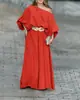 Conjunto de Verano 2026 Transfronterizo Europeo y Americano para Mujer, Nuevo, Hombros Descubiertos, Manga Larga, Color Sólido, Holgado, Casual, Pantalones de Pierna Ancha, Ropa para Mujer