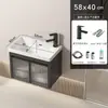 Gabinete de baño de aluminio espacial para espacios pequeños, combinación de gabinete para lavabo de baño con lavabo integrado de cerámica, inodoro impermeable