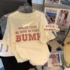 Camiseta de Manga Corta con Cuello de Bolsa de Algodón Puro con Estampado de Dibujos Animados Anime para Mujer 2024 Verano Nuevo Top Casual Holgado de Largo Medio