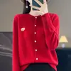 Top, Blusa, Chaqueta, Suéter de Cuello Redondo, Cárdigan de Punto Bordado 26, Estilo Nuevo Suelto para Mujer, Andi Terciopelo Estilo Otoñal Chic