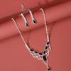 Juego de Collar y Aretes Nupcial Europeo y Americano Joyería para Mujer Más Fácil de Combinar Diamante Negro Completo Accesorios para Vestido de Novia Entrega en Vivo