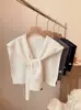 Chal de Color Sólido con Dopamina para Mujer, Estilo Coreano, Versátil Moda de Primavera y Otoño, Prendas de Abrigo Anudadas, Capa de Punto con Cuello Falso