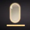 Espejo de baño inteligente ovalado para pared salón de belleza con luz pantalla táctil LED inducción antivaho espejo de tocador HD