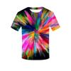 Camiseta de manga corta con cuello redondo y estampado digital colorido de verano de comercio exterior de Amazon para parejas con impresión T3D de una generación de cabello