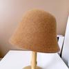 Sombrero de Cubo Color Caramelo Japonés para Mujer Otoño e Invierno Cálido Sombrero de Punto Sombrero de Pescador de Lana Australiana Sombrero Cubo para Viajero de Coche