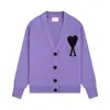 Cárdigan de punto Ami Arauneif Transfronterizo 25Ss Otoño e Invierno Bordado de Corazón para Pareja Chaqueta Suéter de Lana con Cuello en V