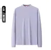 Camiseta base antibacteriana de cuello medio 7A para hombre, camiseta de manga larga de forro polar suave por ambos lados para mujer, sudadera cálida elástica con logo personalizado