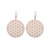 Joias de Orelha Transfronteiriças Amz Simples e Finas Placa de Metal Cobre Peça Esculpida Redonda Gipsofila Brincos de Ouro Rosa para Mulheres