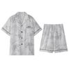 Pijama Masculino Verão 2025 Novo Seda Gelada Manga Curta Fino Verão Adolescentes Meninos Roupas de Casa Terno de Seda